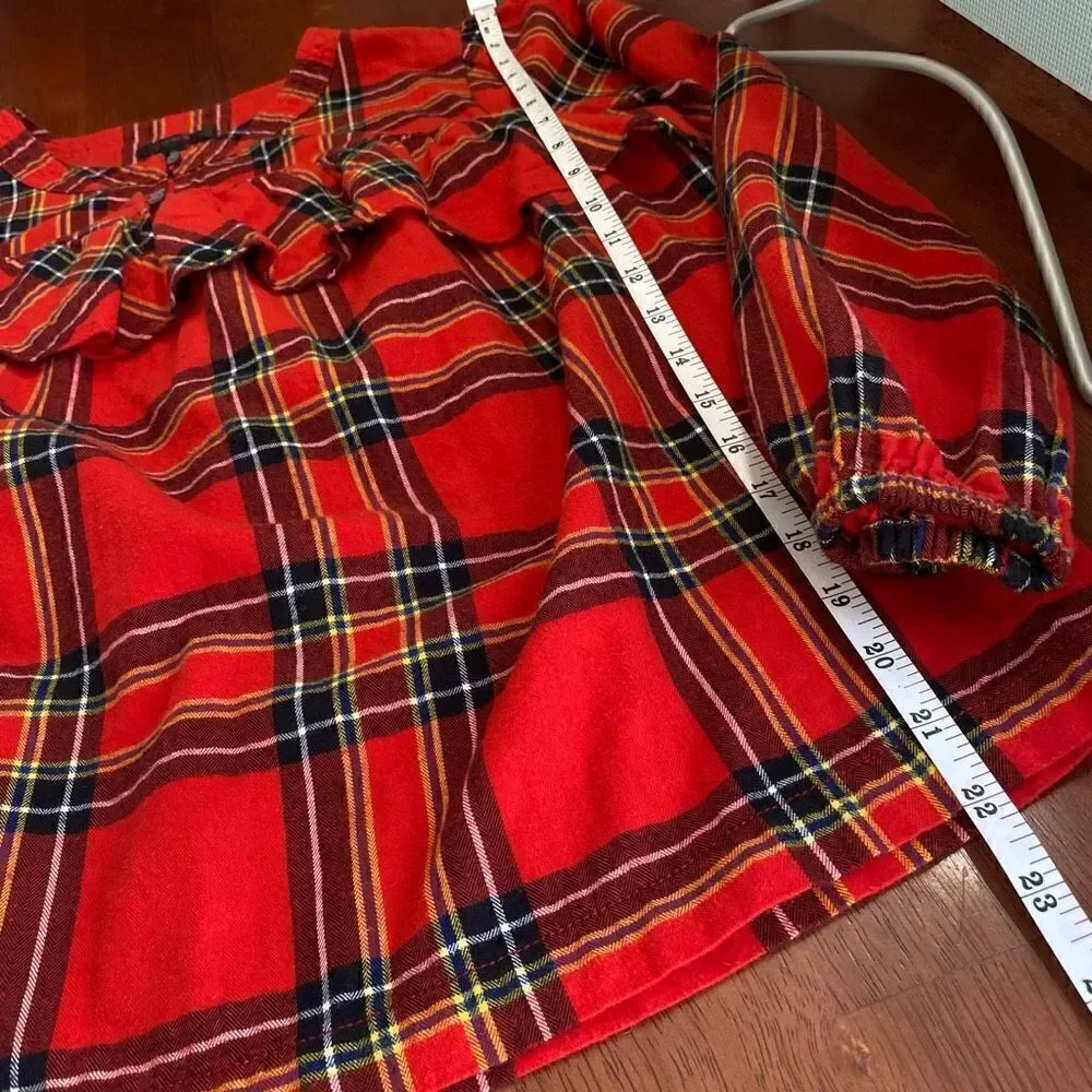 J.crew plaid flannel ruffle top